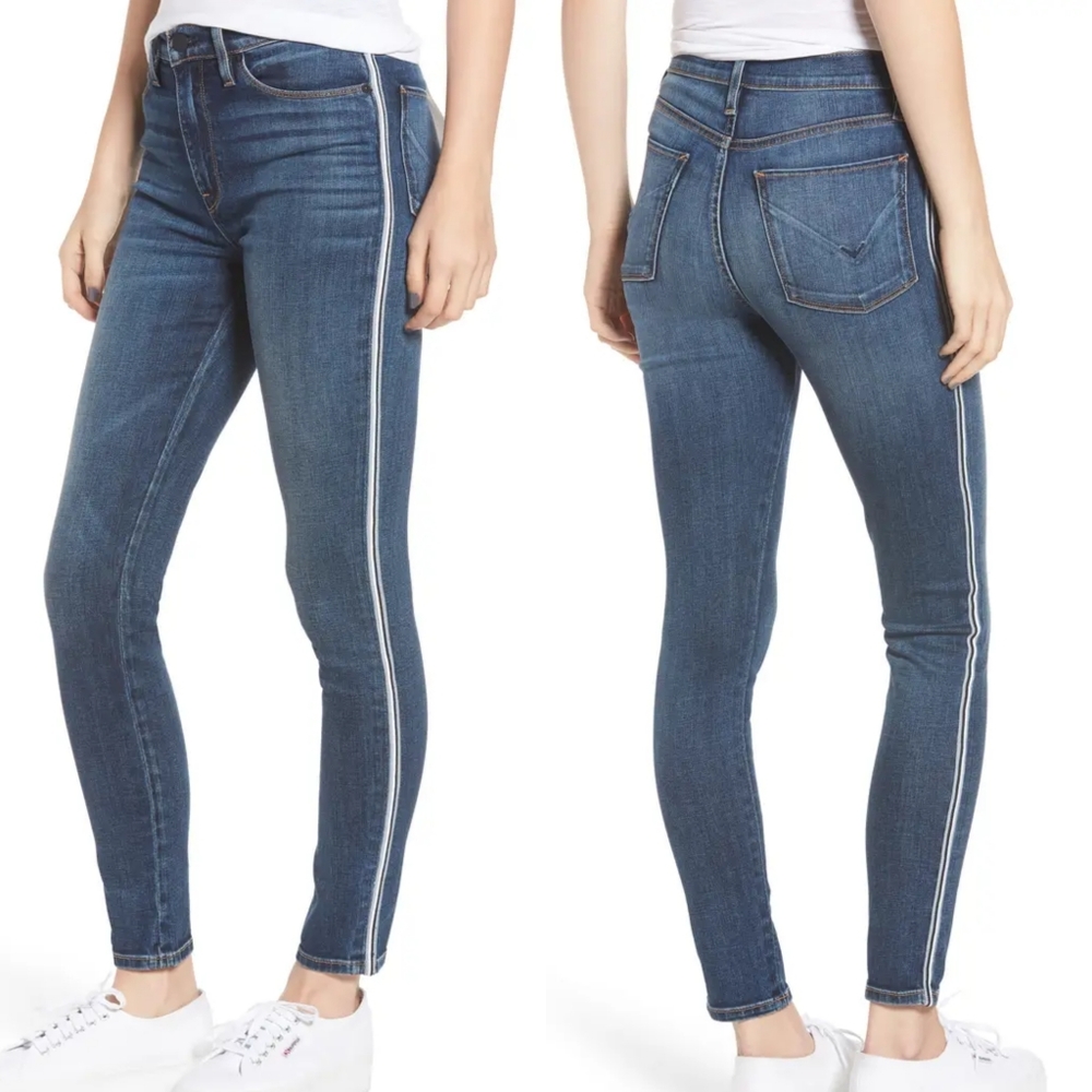 Hudson Barbara Stripe High Waist Skinny Jeans